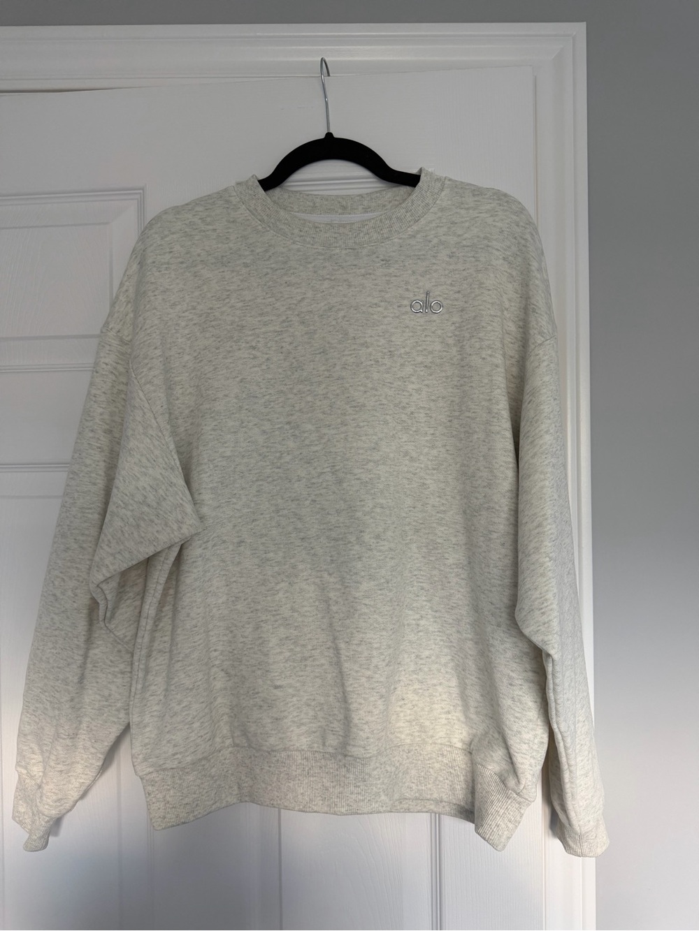 ALO Accolade Crew Neck Pullover in Light Heather Gray